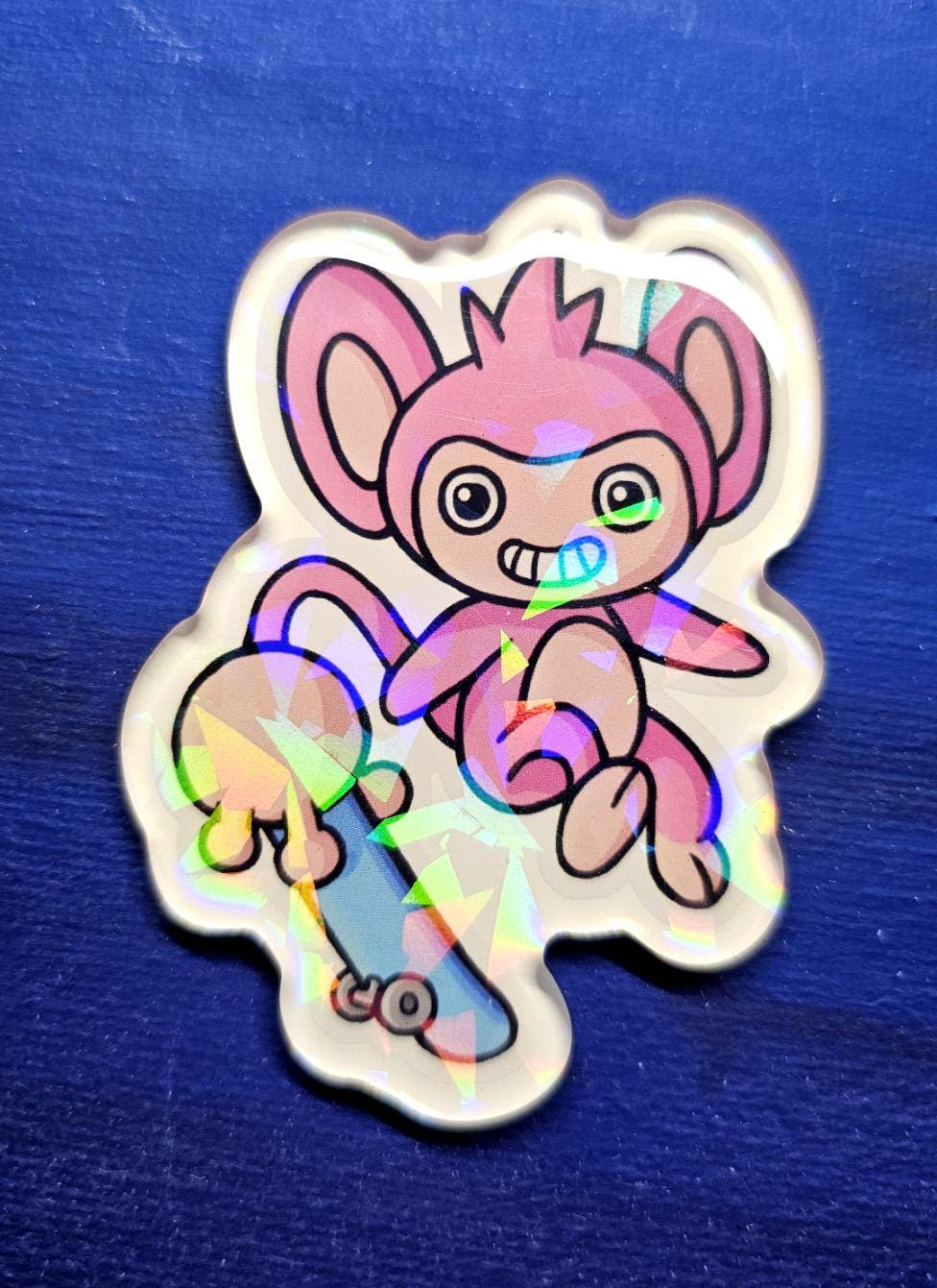 Shiny Holographic Aipom Skateboarder Magnet