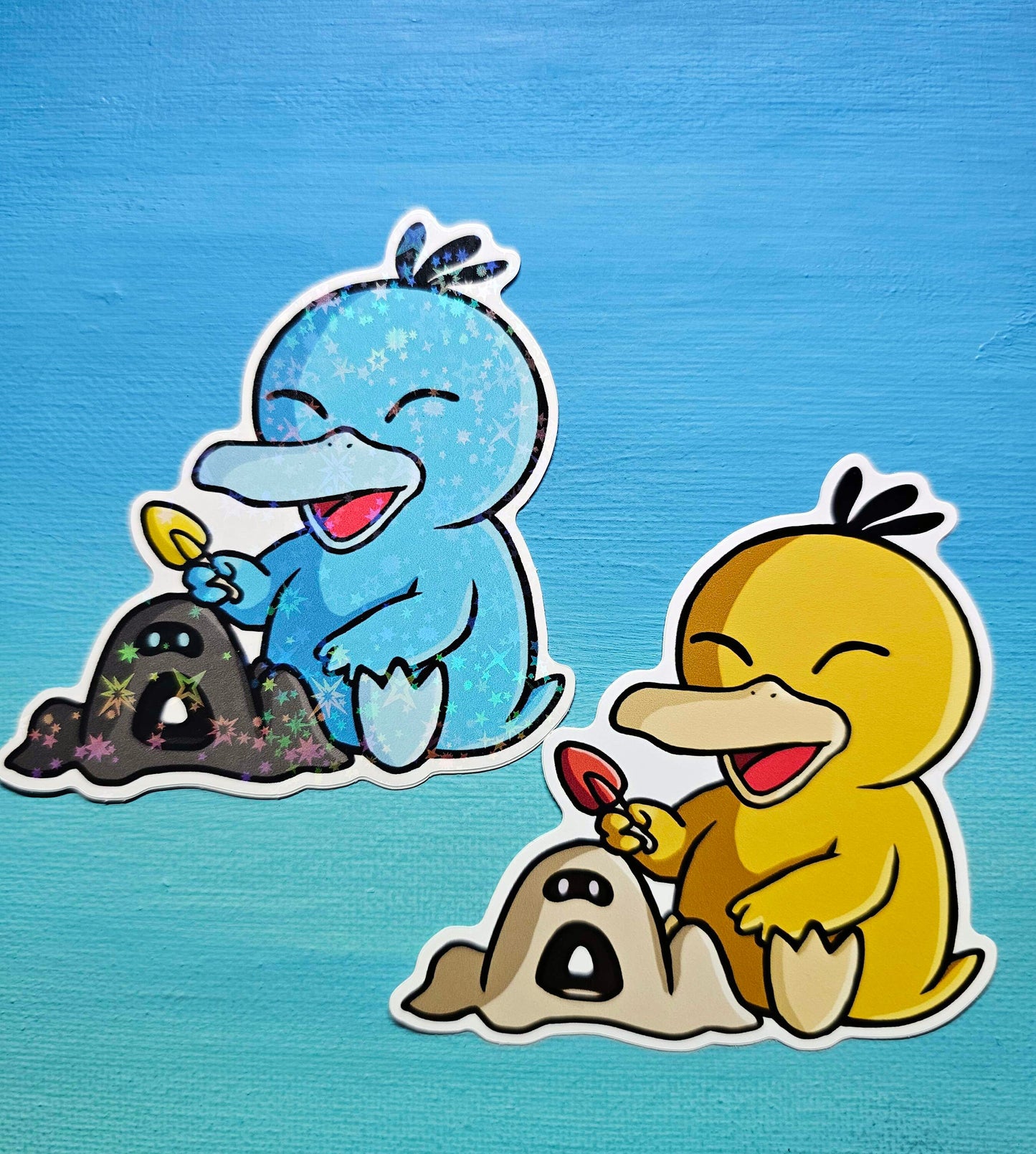 Shiny Holographic Psyduck Sandcastle Sticker