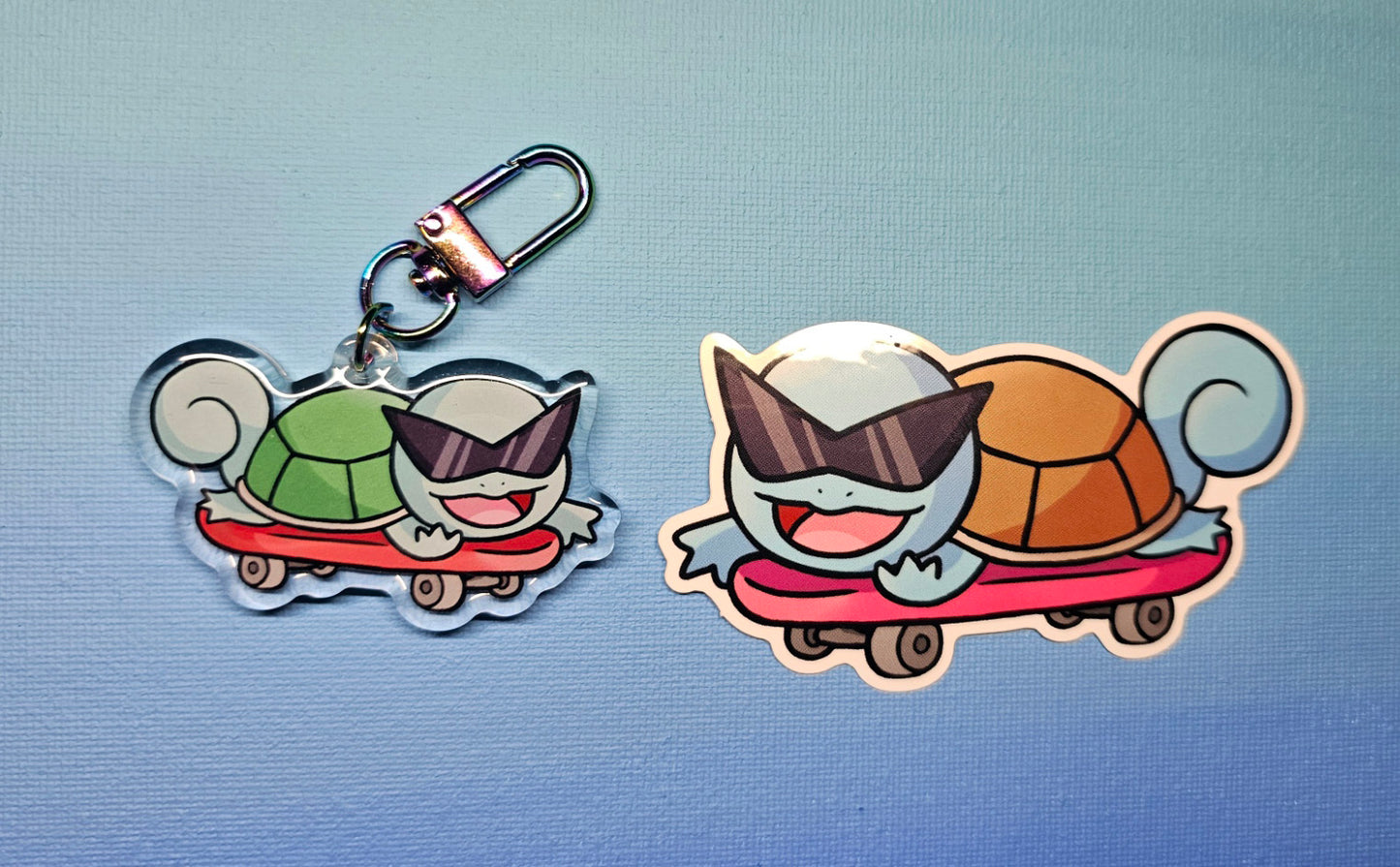 Double-Sided Squirtle Skateboard Charm