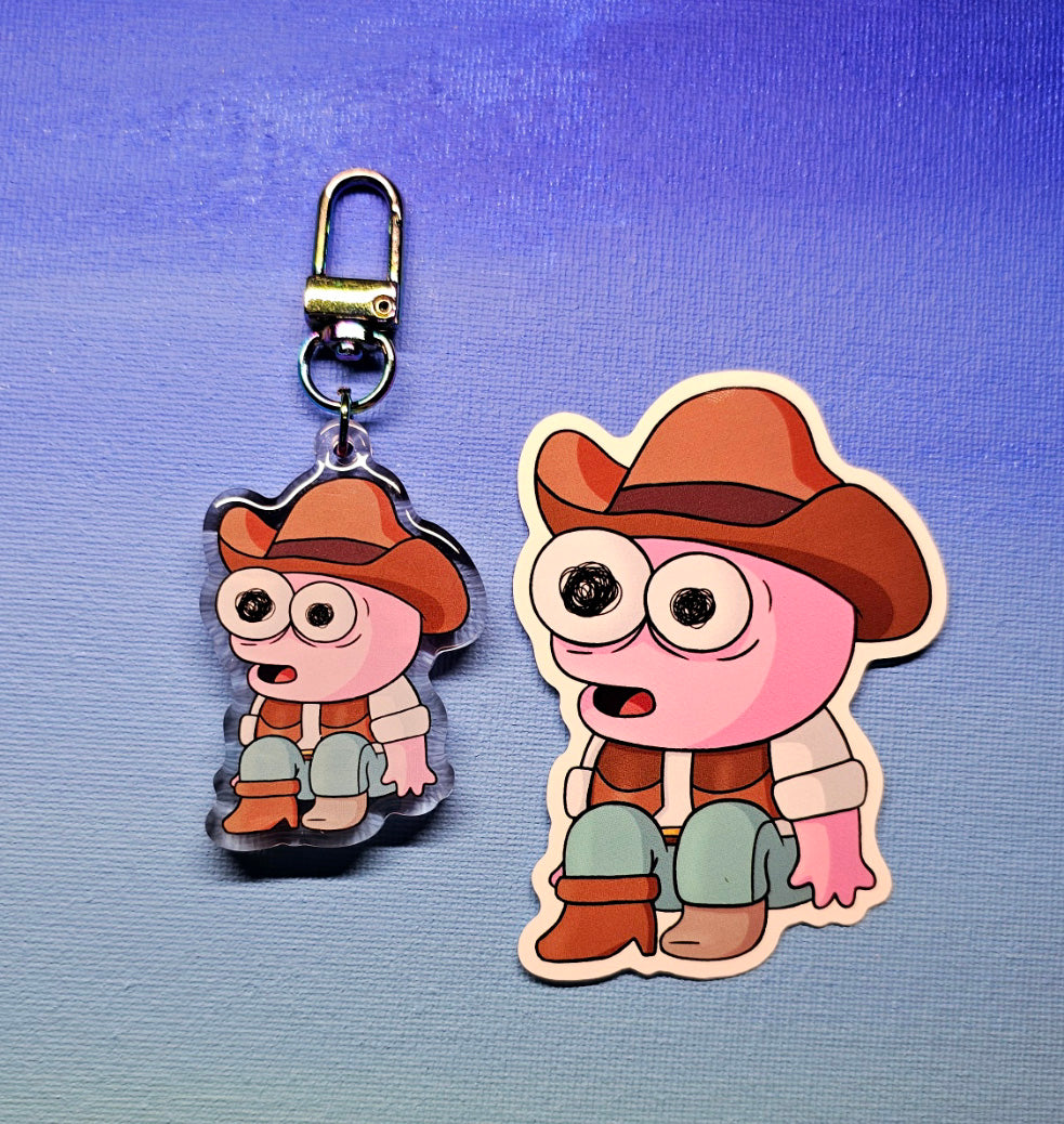 Double-Sided Smiling Friends Pim Cowboy Charm