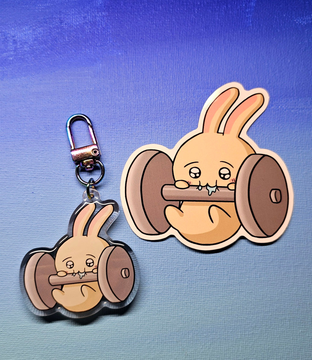 Double-Sided Usagi Eating a Dumbbell Charm