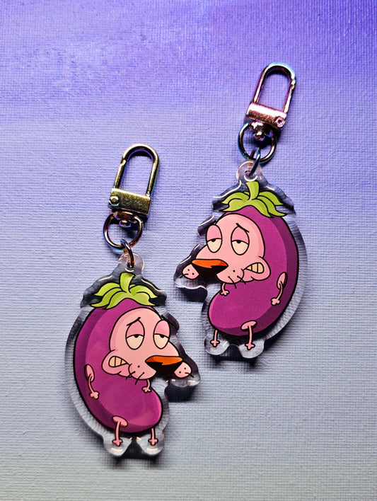 Double-Sided Courage the Cowardly Eggplant Charm