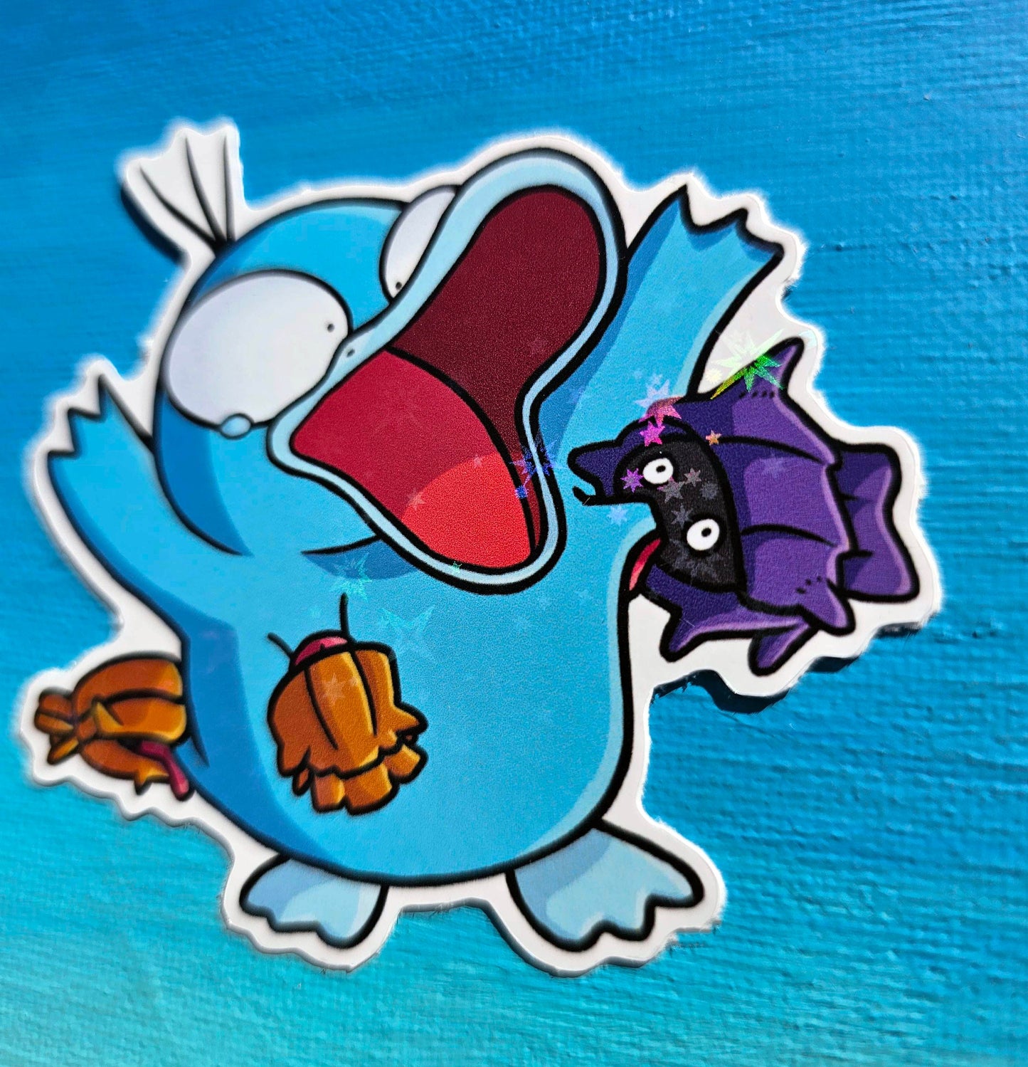 Shiny Holographic Psyduck Shellder Clamp Sticker