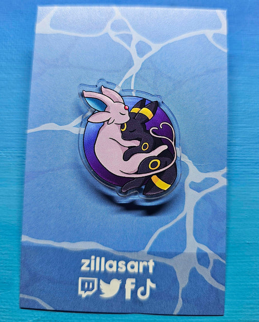 Espeon/Umbreon Cuddling Pin 30mm