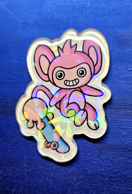 Shiny Holographic Aipom Skateboarder Magnet