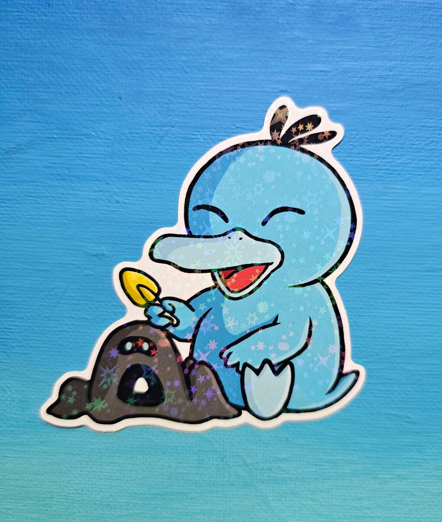 Shiny Holographic Psyduck Sandcastle Sticker