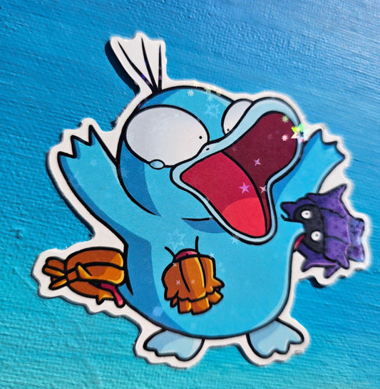 Shiny Holographic Psyduck Shellder Clamp Sticker