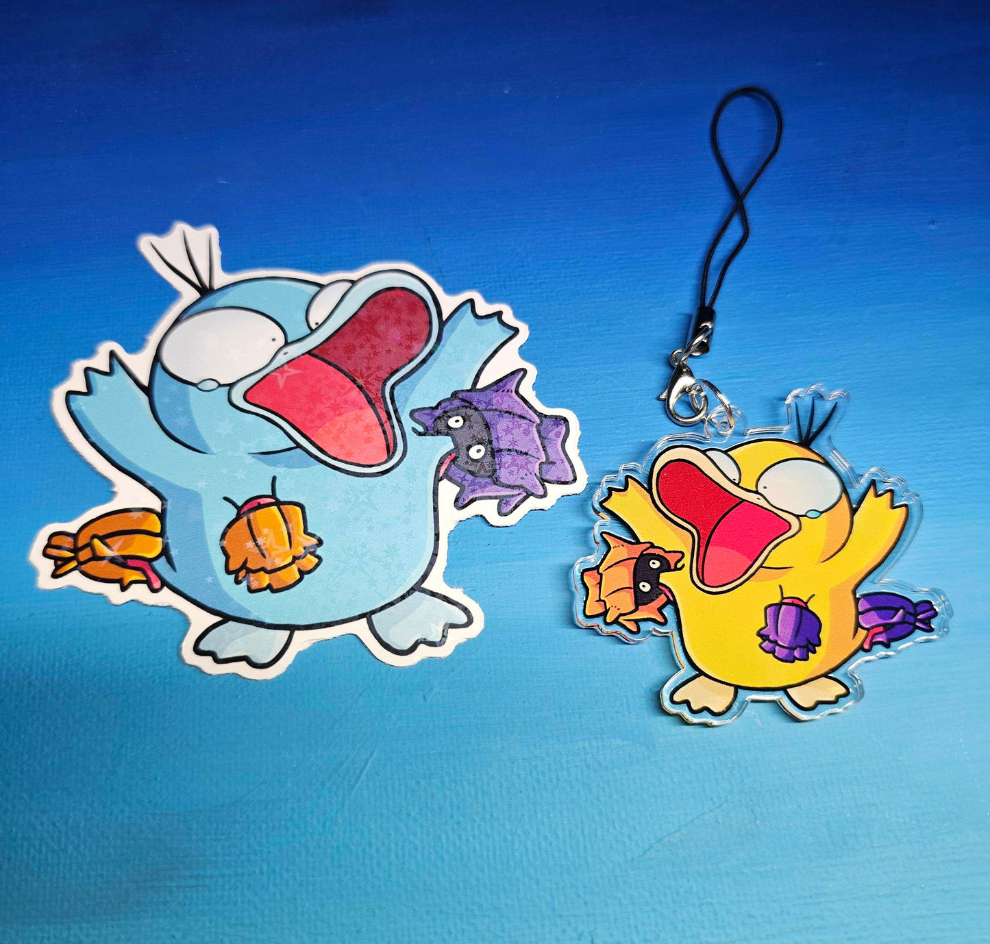 Shiny Holographic Psyduck Shellder Clamp Sticker