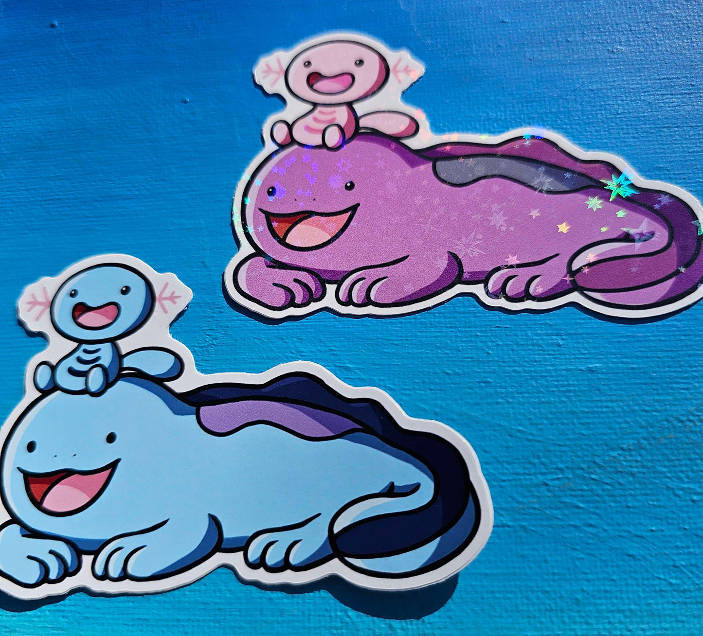 Shiny Holographic Quagsire + Wooper Laying Sticker