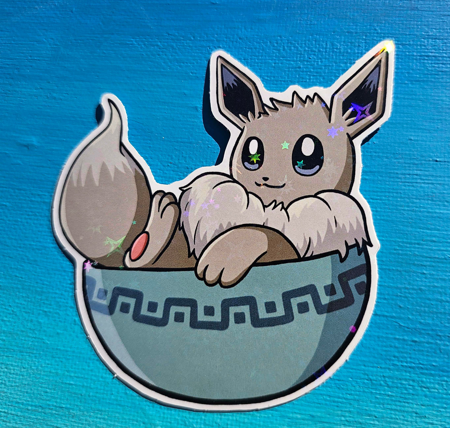 Shiny Holographic Eevee in a Bowl Sticker