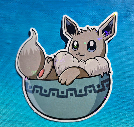 Shiny Holographic Eevee in a Bowl Sticker