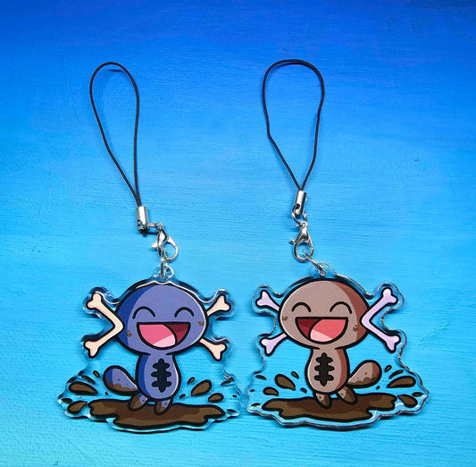 Double-Sided Paldean Wooper Splashing in Mud Charm