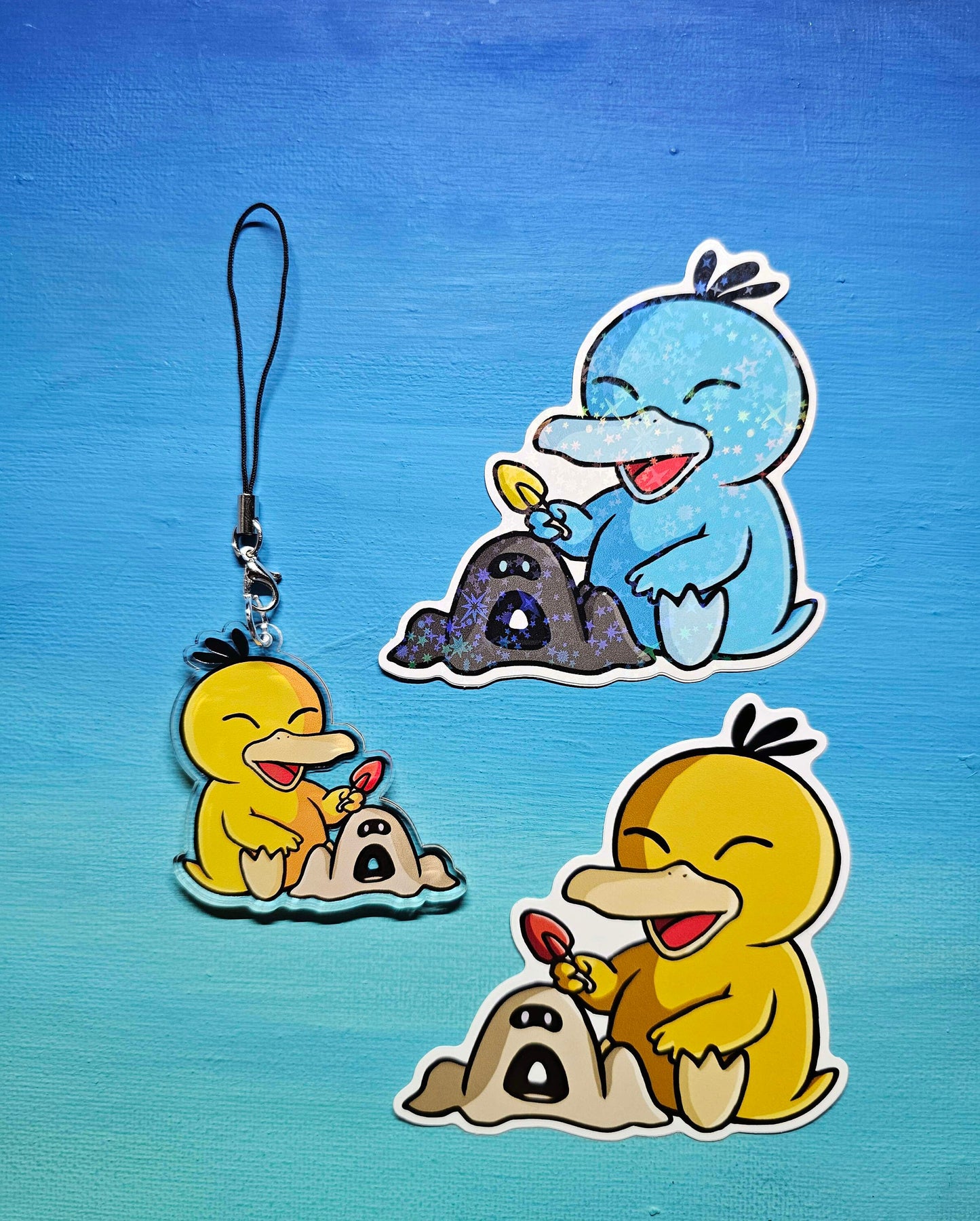 Shiny Holographic Psyduck Sandcastle Sticker