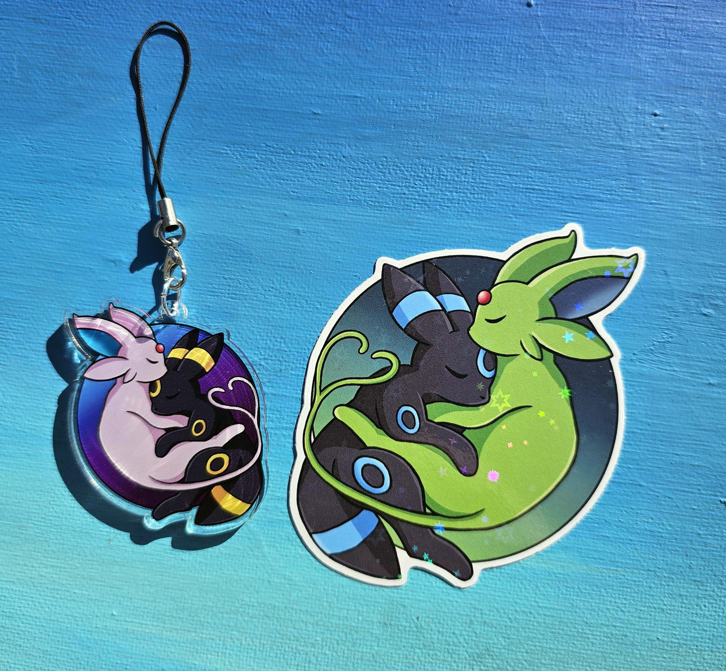 Double-Sided Espeon Umbreon Cuddling Charm
