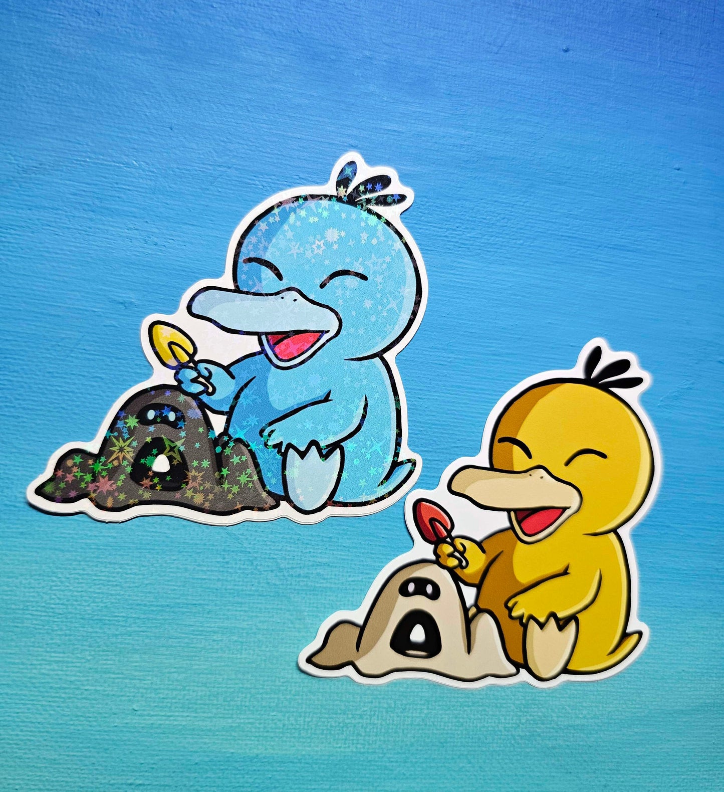 Shiny Holographic Psyduck Sandcastle Sticker