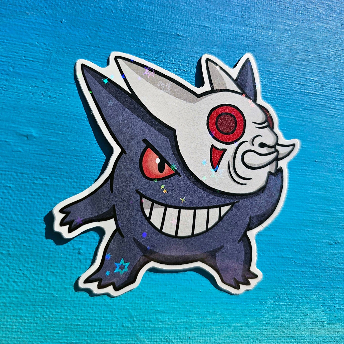 Shiny Holographic Gengar with Kabuki Mask Sticker