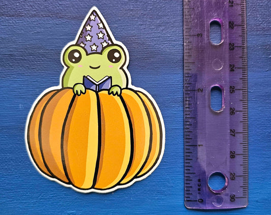 Pumpkin Wizard Frog Sticker