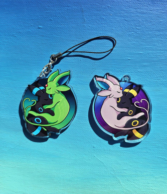 Double-Sided Espeon Umbreon Cuddling Charm