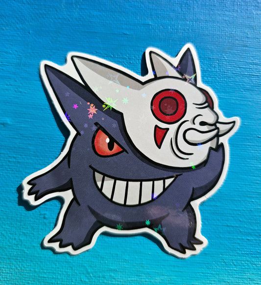 Shiny Holographic Gengar with Kabuki Mask Sticker