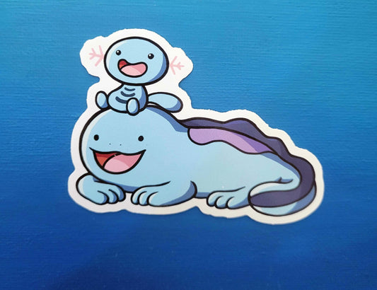 Quagsire + Wooper Laying Sticker