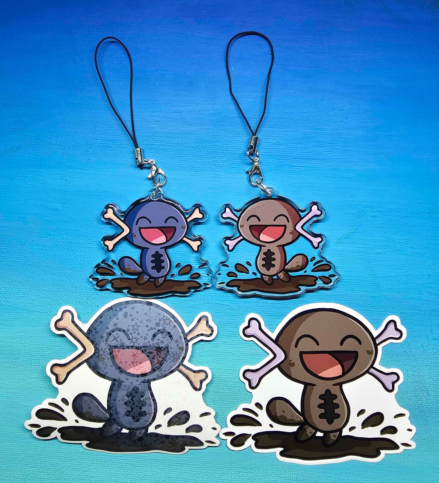Double-Sided Paldean Wooper Splashing in Mud Charm