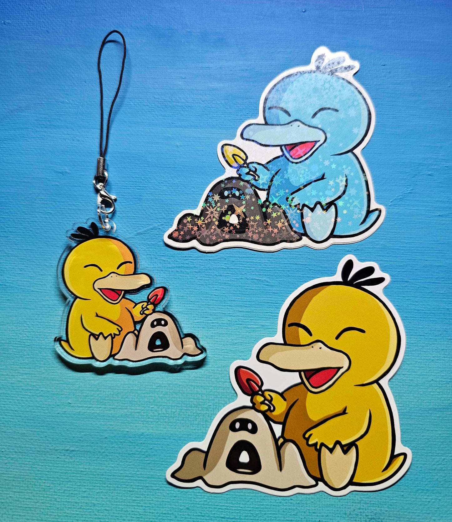Double-Sided Psyduck Castle Building Charm
