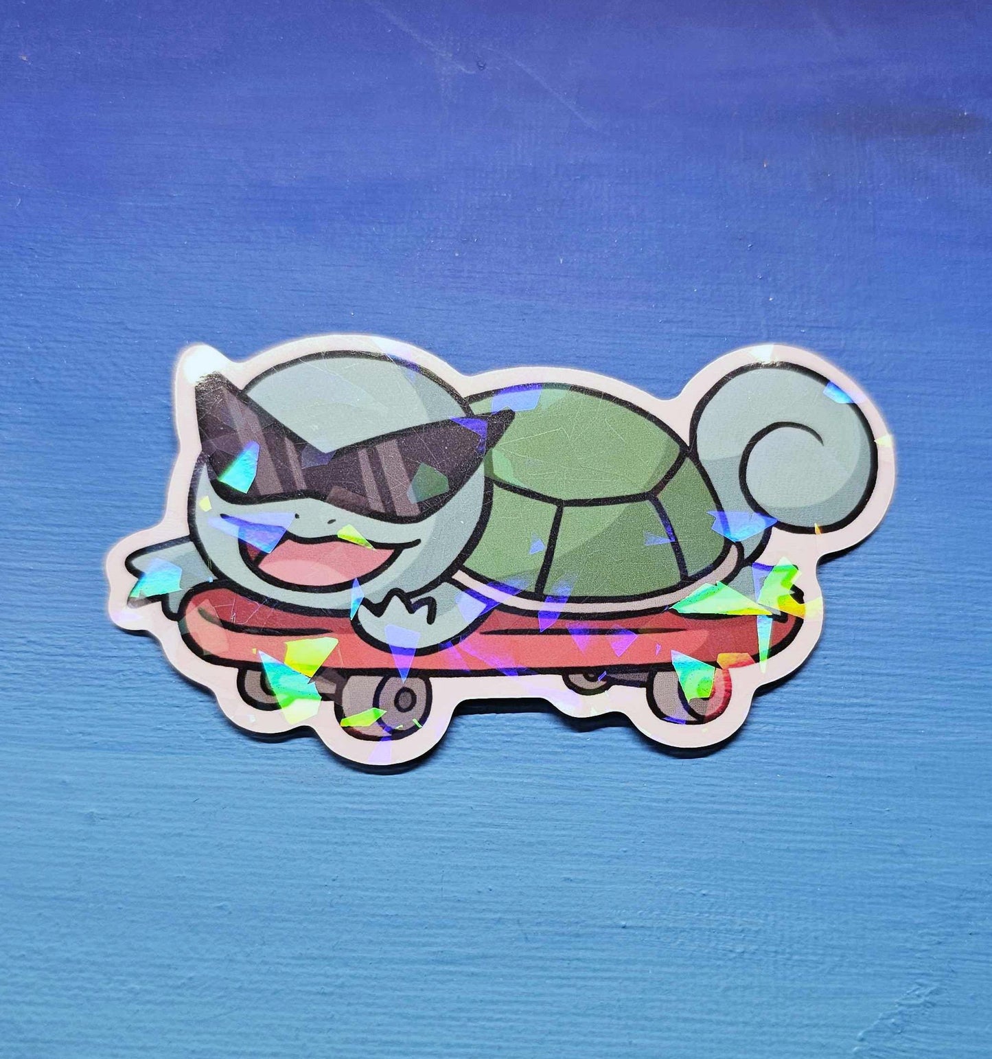 Shiny Cool Squirtle Skateboard Sticker