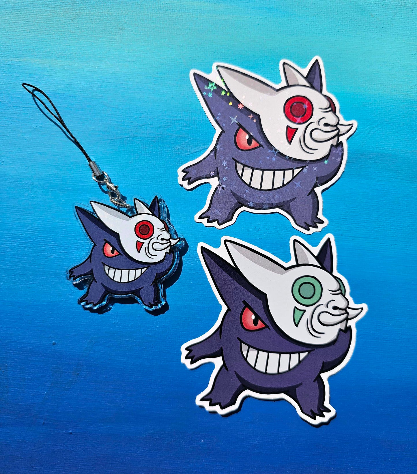 Double-Sided Gengar Kabuki Mask Charm