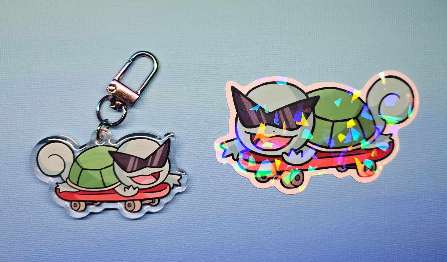 Double-Sided Squirtle Skateboard Charm