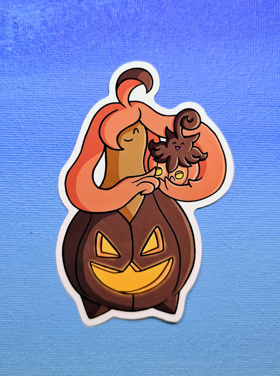 Gourgeist holding Pumpkaboo Sticker