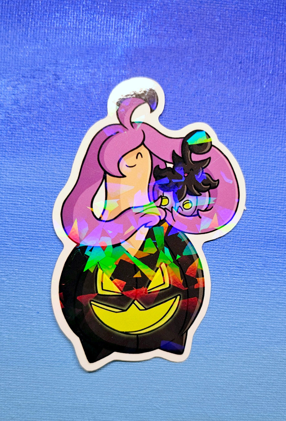 Shiny Holographic Gourgeist Cuddling Pumpkaboo Sticker