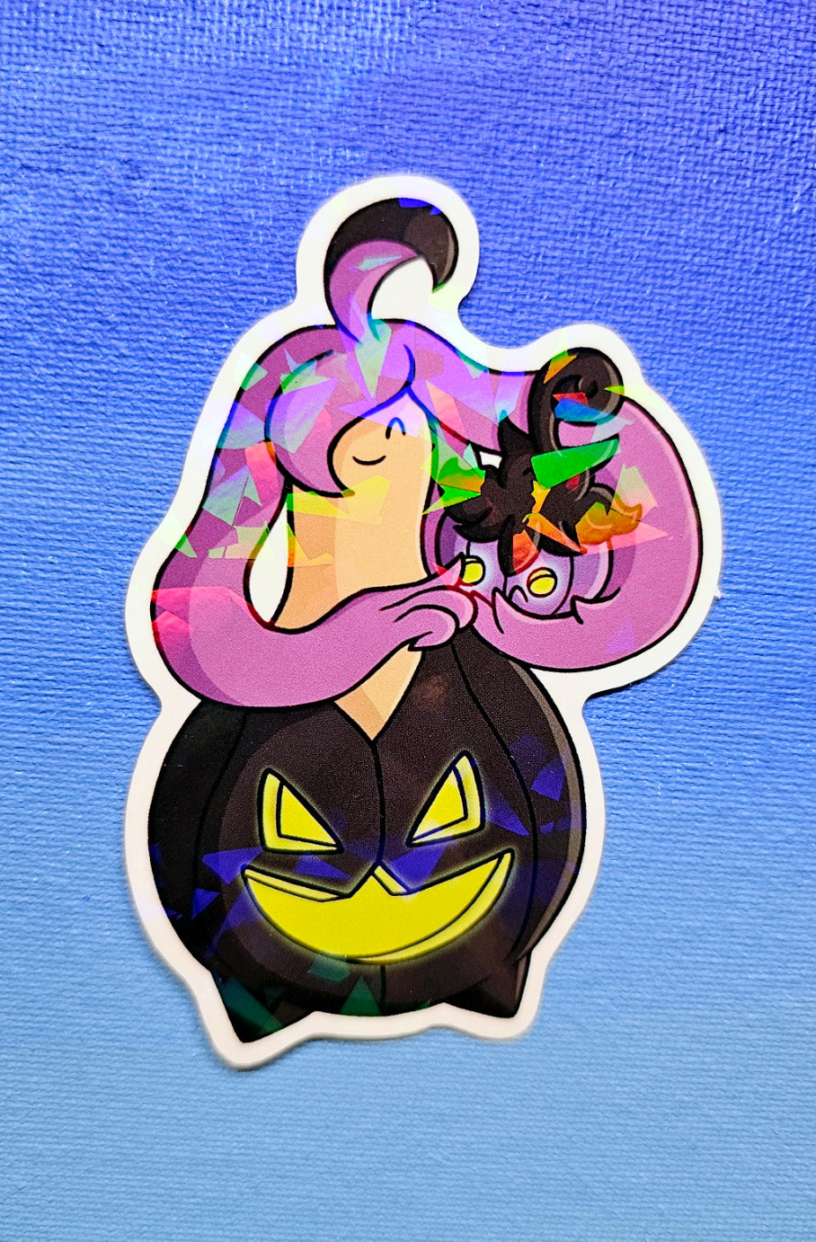 Shiny Holographic Gourgeist Cuddling Pumpkaboo Sticker