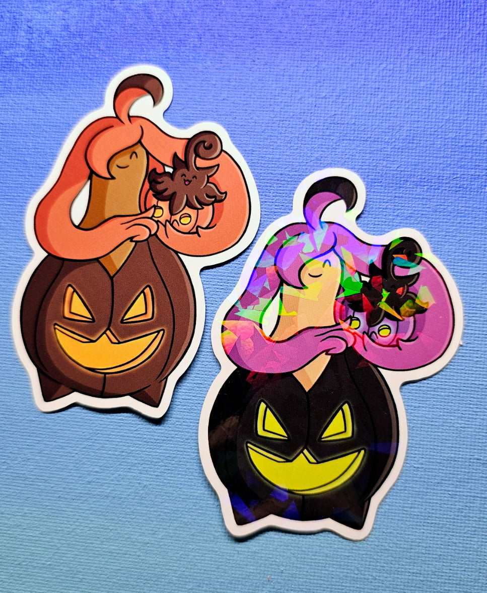 Gourgeist holding Pumpkaboo Sticker