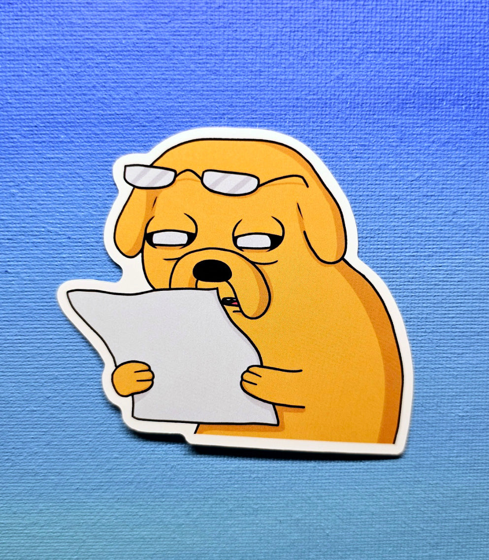 Jake the Dog Reading Sticker – Zilla's Art