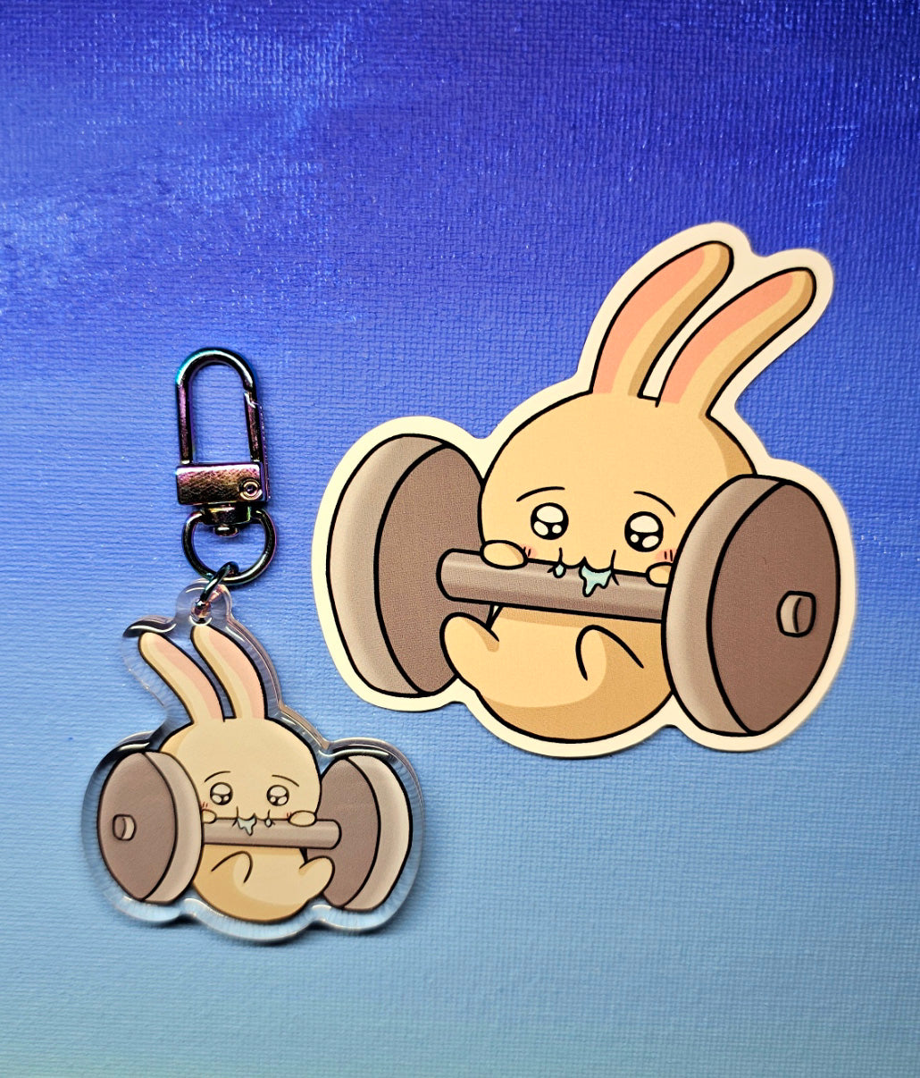 Double-Sided Usagi Eating a Dumbbell Charm