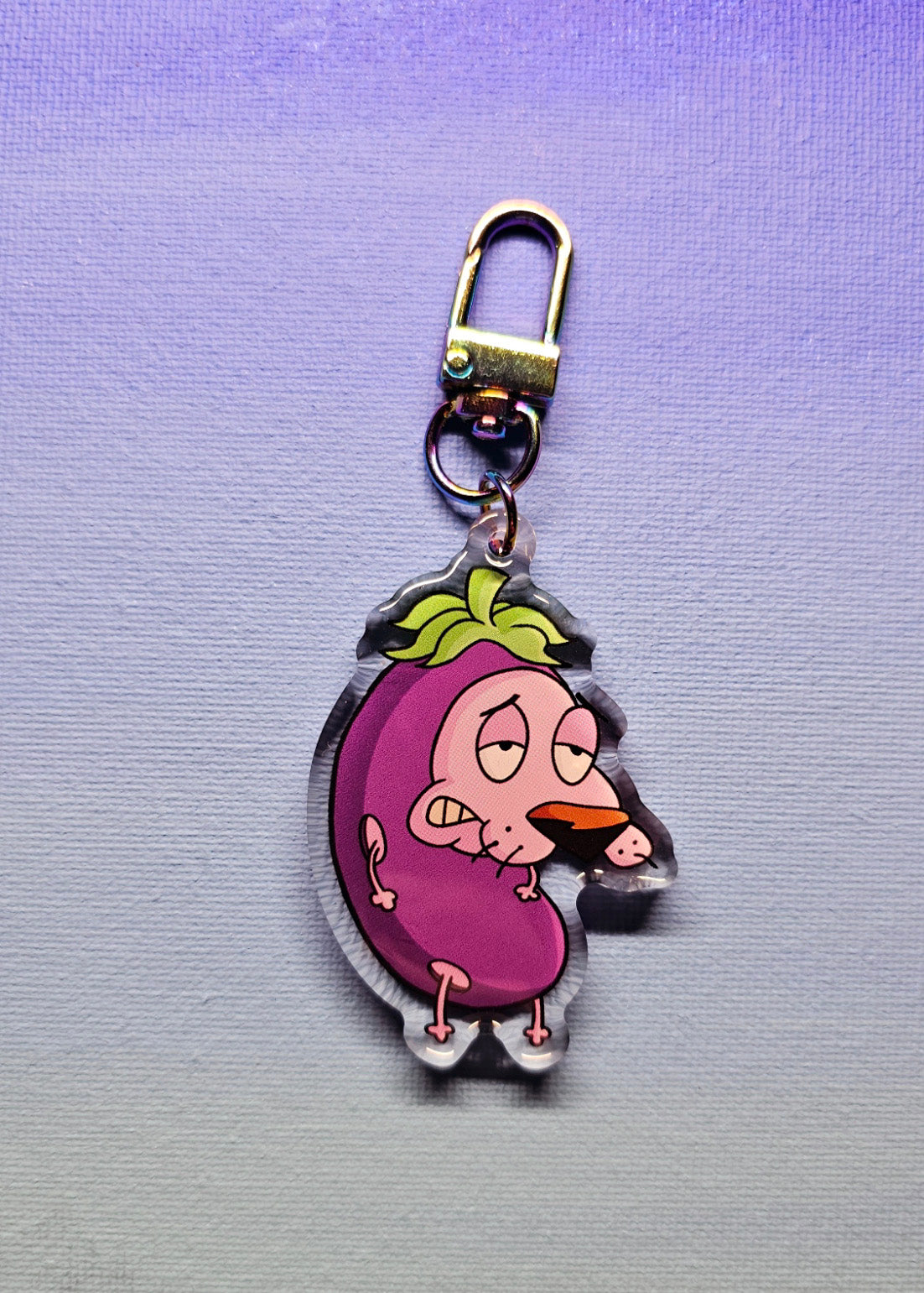Double-Sided Courage the Cowardly Eggplant Charm