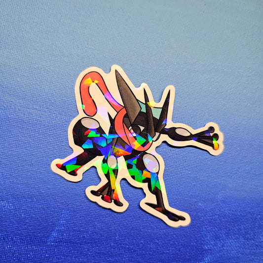 Shiny Holographic Greninja "Superhero" Pose Vinyl Sticker (3")