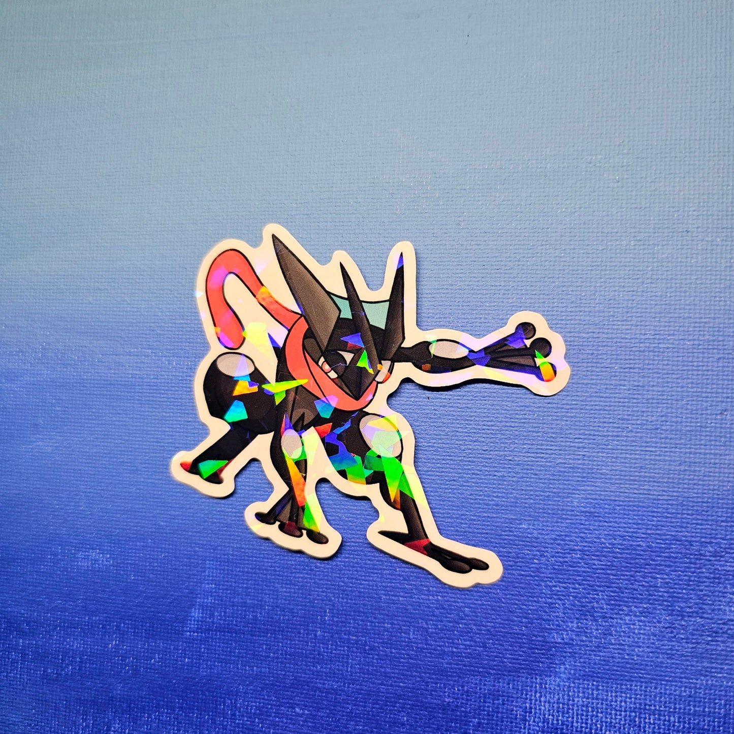 Shiny Holographic Greninja "Superhero" Pose Vinyl Sticker (3")