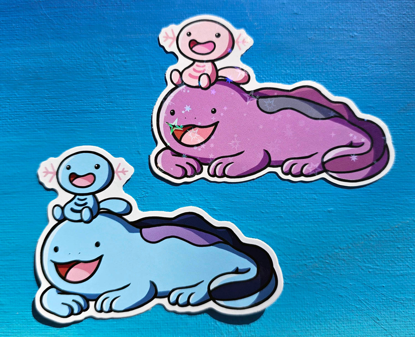 Shiny Holographic Quagsire + Wooper Laying Sticker