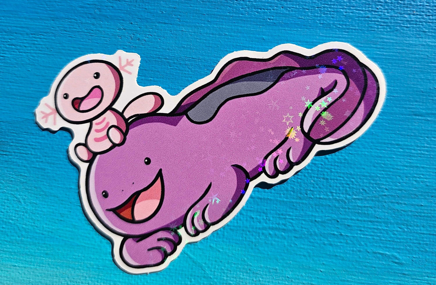 Shiny Holographic Quagsire + Wooper Laying Sticker