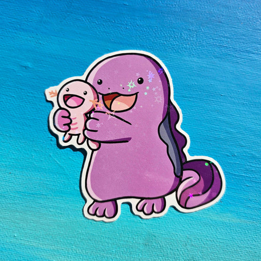 Shiny Quagsire Holding Wooper Sticker