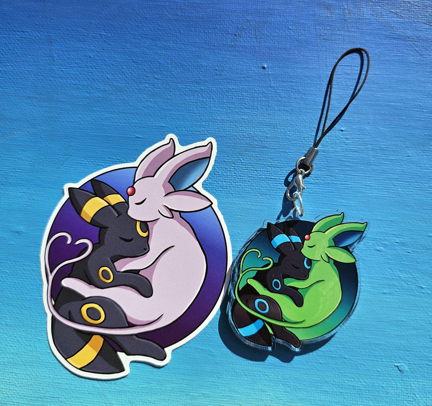 Double-Sided Espeon Umbreon Cuddling Charm