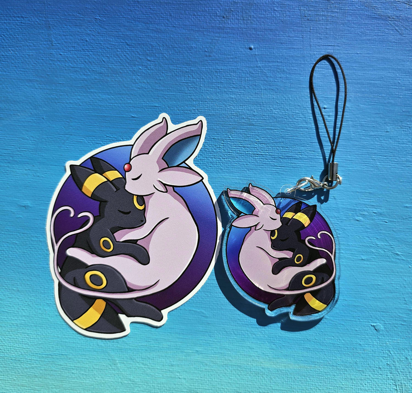Double-Sided Espeon Umbreon Cuddling Charm
