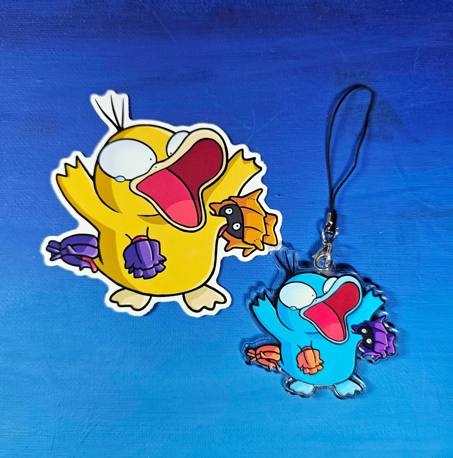 Double-Sided Psyduck Shellder Clamp Charm