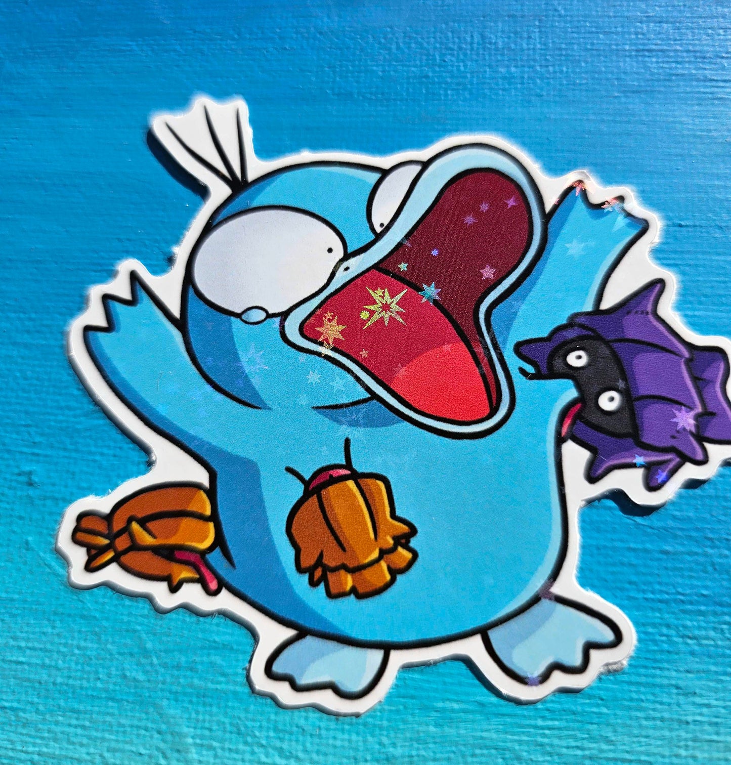 Shiny Holographic Psyduck Shellder Clamp Sticker