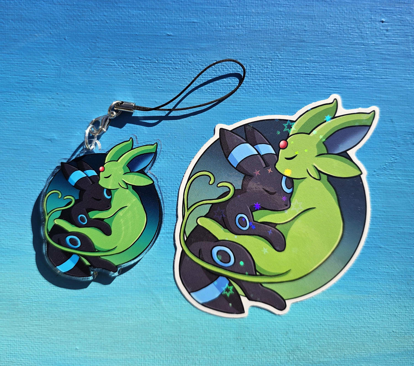 Double-Sided Espeon Umbreon Cuddling Charm