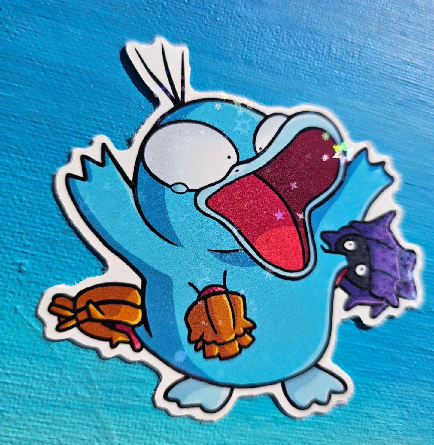 Shiny Holographic Psyduck Shellder Clamp Sticker