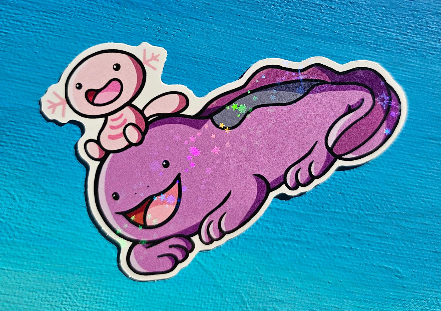 Shiny Holographic Quagsire + Wooper Laying Sticker