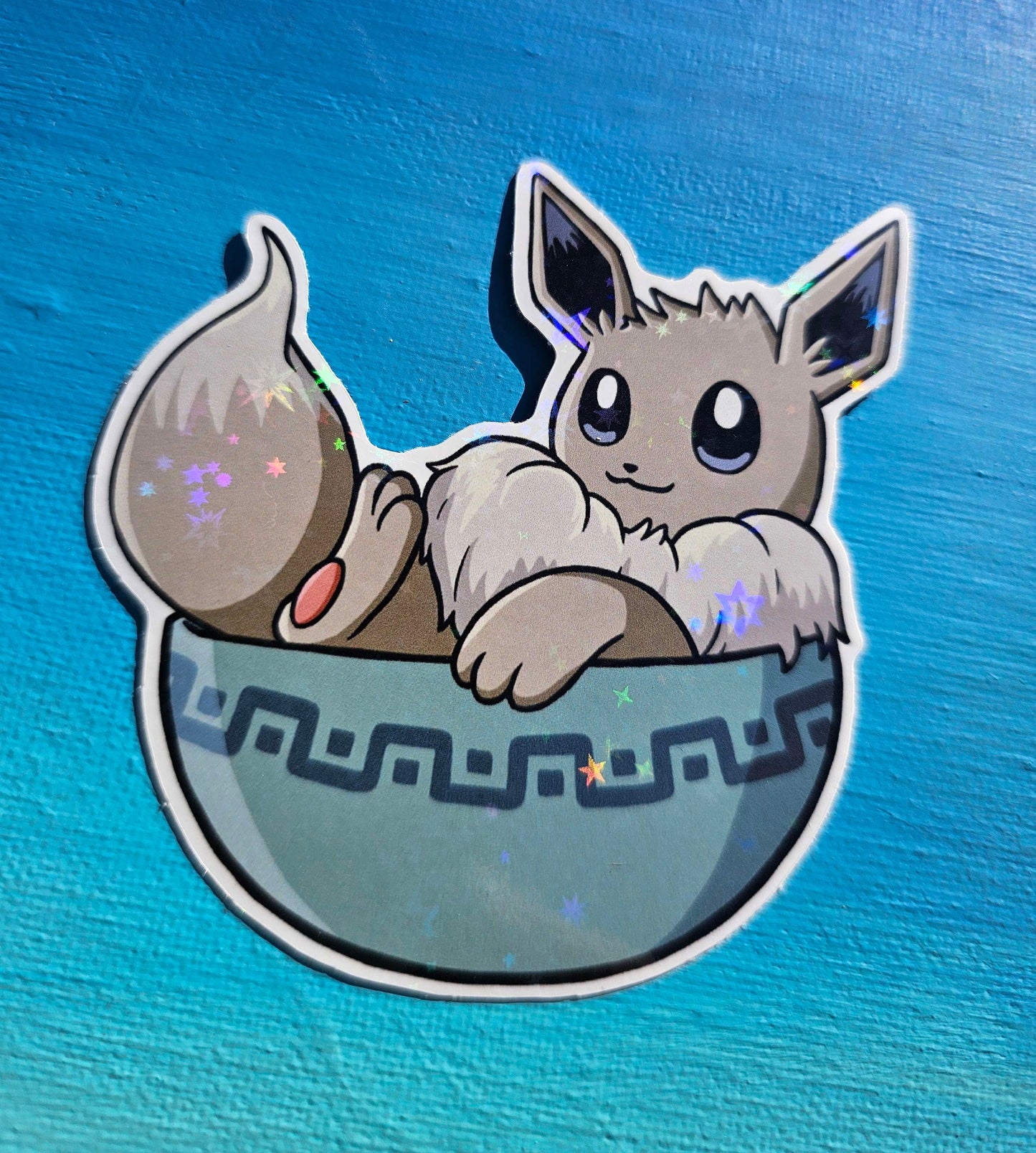 Shiny Holographic Eevee in a Bowl Sticker