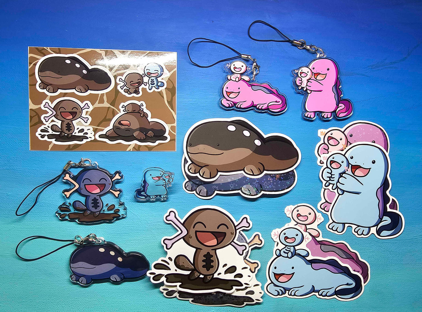 Double-Sided Paldean Wooper Splashing in Mud Charm